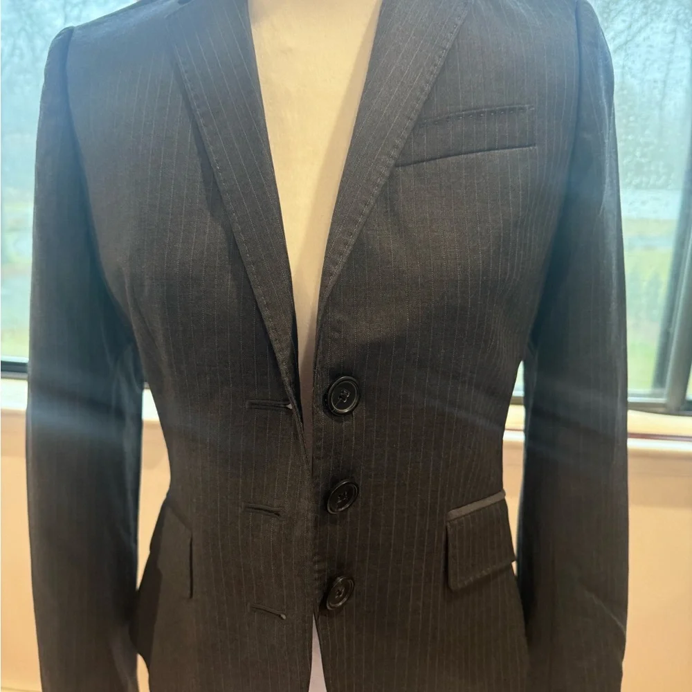 J.Crew Womens Pinstripe Blazer - Charcoal Size 4P - Picture 12 of 13